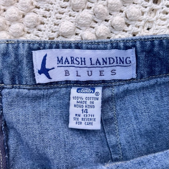 Vintage Marsh Landing 80s Denim Skirt zip up with button accents - Picture 3 of 4